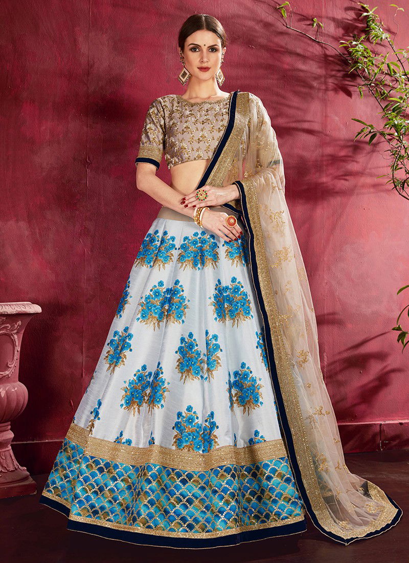 ZEEL CLOTHING CARNATIONS Designer Wedding Bridel Wear Heavy Banglori Silk Floral Print Dori Zari And Sequins Embroidery with Stone Work Lahenga Choli Collection